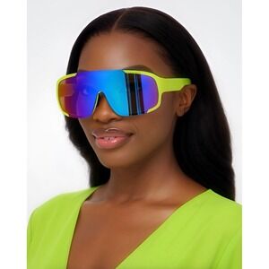 Women Performance Activity Sunglasses Mirrored Lens Yellow Frame Gafas Sporty